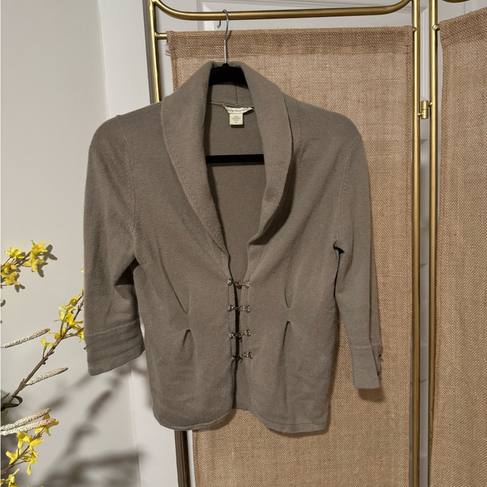 White + Warren Tan Blazer with Notched Lapels and Tailored Fit